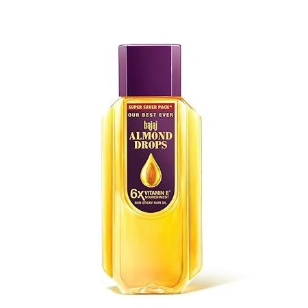 Bajaj Almond Drops Hair Oil, 650ml, Hair Oil, 6X Vitamin E, Almond Oil, Light and Non-Sticky, Hair Fall Control