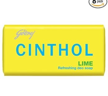 Cinthol Lime Bath Soap – 100g (Pack of 8) | Lemony Deo Fragrance | Grade 1 Soap | For All Skin Types